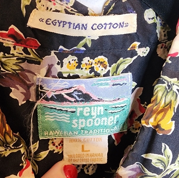 Reyn Spooner Hawaiian Black Multi Floral short sleeve button shirt cotton L - Picture 3 of 12